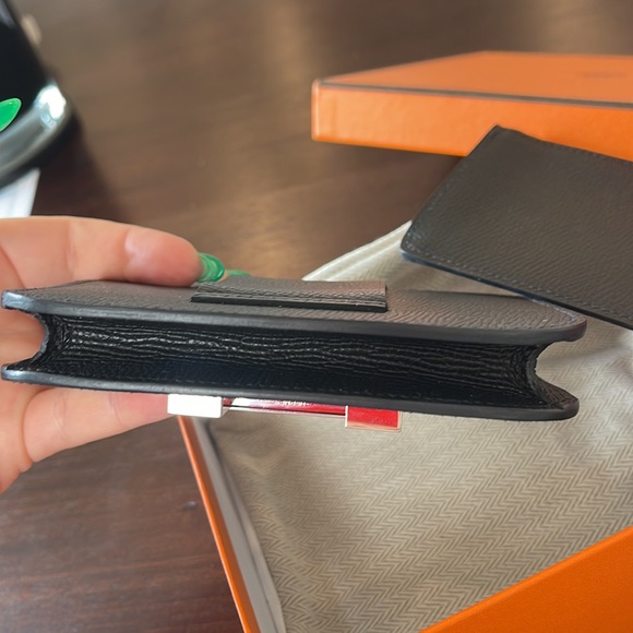 NEW BLACK AND SILVER HERMES CONSTANCE SLIM WALLET - Picture 9 of 12
